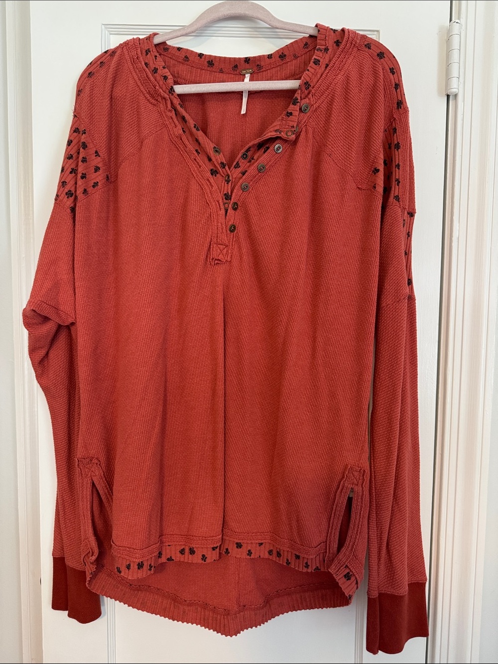 Free People Rustic Burnt Orange Henley Pullover